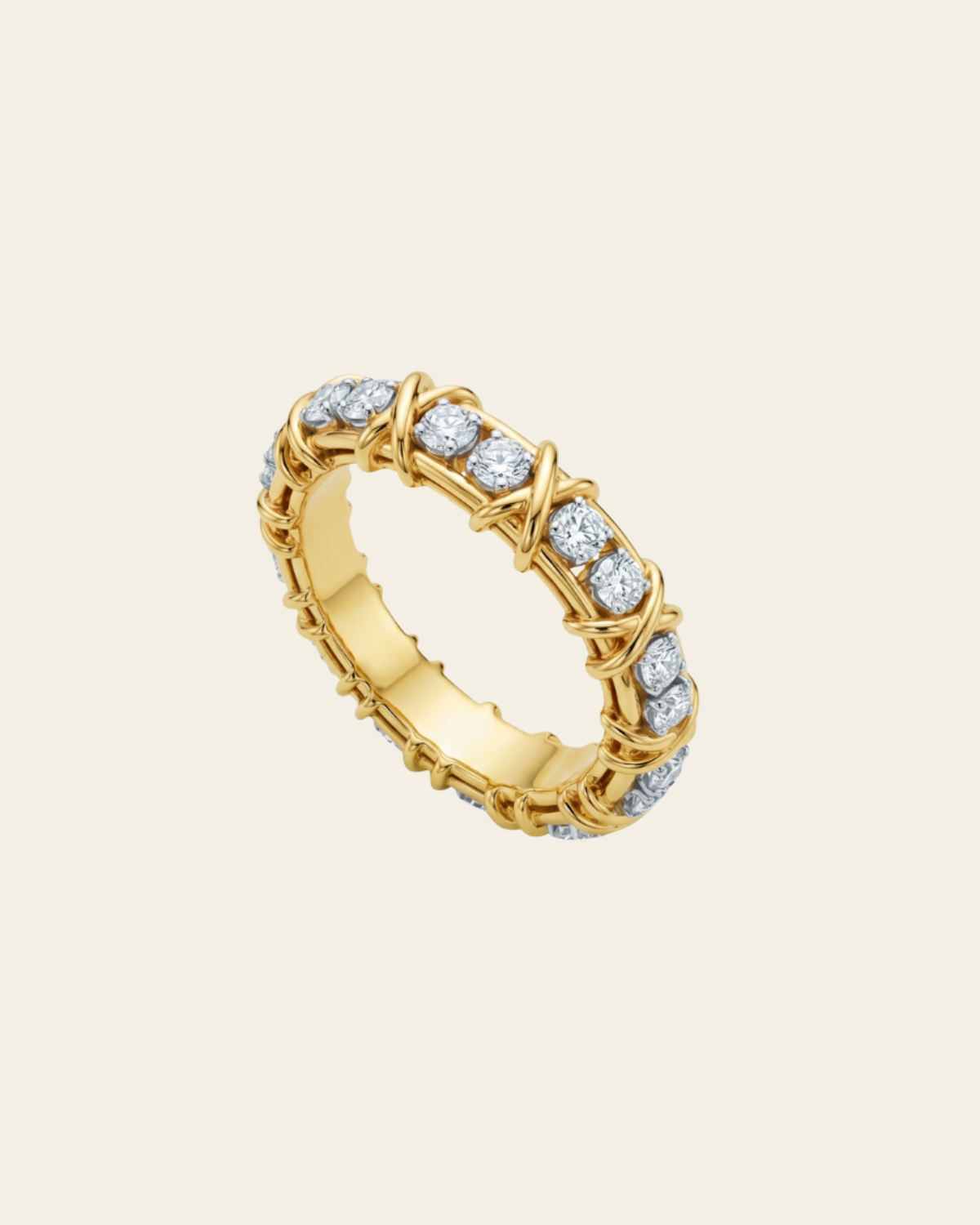 Legacy X Ring angled diamond and gold view
